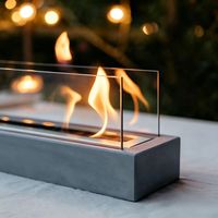 Cheminée de table moderne en béton à éthanol, design décoratif en verre, autoportante, écologique, pour usage intérieur/extérieur et jardin, vente par correspondance