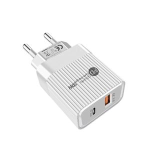 <b>Type</b>-<b>C</b> + USB Dual Port Fast Charger with QC3.0 18W Output for Laptop & Mobile Phone US/EU PD <b>Adapter</b> - Product Image 4