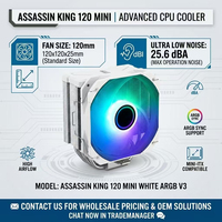 2026 NEUVEAU Thermalright ASSASSIN KING 120 MINI BLANC ARGB V3 Silent ARGB CPU Air Cooler pour Intel LGA115x