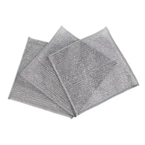 DS2728 Steel Wire Cleaning Cloths for Kitchen Towel Double Layer Wire Dishwashing Rags Non-Scratch Wire Dishcloth