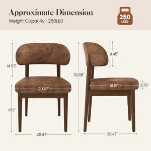 Curved Back Portable Reclining Modern Faux Leather Rubber Wood Dining <b>Side</b> Chairs for Restaurant and Cafe - Product Image 6
