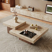 Wohnzimmermöbel Moderner Quadratischer Kreativer Couchtisch Luxuriöser Wohnzimmer-Schiefertisch Eckiger Beistelltisch