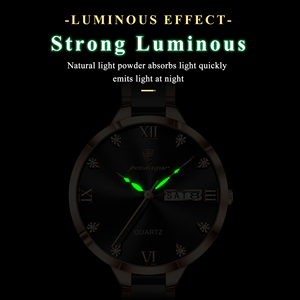 Montre à quartz pour femme Poedagar 506, bracelet en acier inoxydable de luxe, lumineuse, étanche - Product Image 3