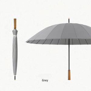 Parapluie de golf moderne semi-automatique imperméable à 24 baleines, personnalisé pour homme, avec poignée en bois et logo - Product Image 1