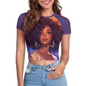 Impression à la demande à manches courtes Slim Fitted Crop Top Teen African Girls Imprimer Summer Leak Nombril T-Shirt Drop Ship Clothes Tee <span class=keywords><strong>Pas</strong></span> <span class=keywords><strong>cher</strong></span> - Product Image 1