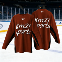 Maillots de hockey sur glace personnalisés avec logo OEM ODM, tailles XL 2XL, en polyester respirant, uniformes sublimés, antibactériens, avec drapeau