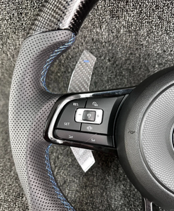 Volante Deportivo de Fibra de Carbono Compatible con Volkswagen <span class=keywords><strong>Golf</strong></span> 4 5 6 7 8 GTI R MK5 MK6 MK7 MK8 2017, Actualización del Modelo Antiguo al Nuevo - Product Image 4