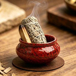 Bruciatore d'Incenso in Ceramica per Aromaterapia e Uso Religioso, Lanterna Decorativa in Stile Europeo per Tavola da Pranzo, Legno Sacro Rosso Tibetano - Product Image 5