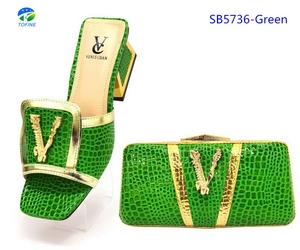 ชุดกระเป๋าและรองเท้าขายดีกระเป๋าถือผู้หญิงมีสไตล์จับคู่กับ<span class=keywords><strong>รองเท้า</strong></span><span class=keywords><strong>ส้น</strong></span>สูง2.20<span class=keywords><strong>นิ้ว</strong></span>สำหรับงานปาร์ตี้ - Product Image 2