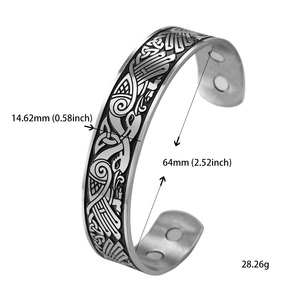 Bracelets <span class=keywords><strong>en</strong></span> acier inoxydable de thérapie magnétique pour la <span class=keywords><strong>santé</strong></span>, bracelet de poignet <span class=keywords><strong>Viking</strong></span> avec totem de phénix, bracelet amulette Wiccan - Product Image 3