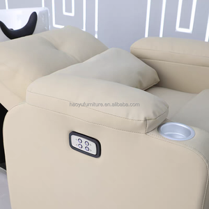 Chaise de shampooing électrique en cuir synthétique moderne Base en acier inoxydable Bol en céramique Chaise à rotation de 360 degrés pour <span class=keywords><strong>salon</strong></span> de coiffure - Product Image 3