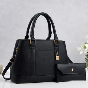 Sac fourre-tout rectangulaire imperméable de couleur unie pour femme avec fermeture éclair, décoration de verrouillage, petit portefeuille et design portable - Product Image 3