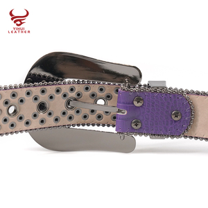Cinturón de Piel de Cocodrilo de Moda con Piedras, Cinturón de Cuero PU con Pedrería, Diseño de Bb <span class=keywords><strong>Simon</strong></span> - Product Image 5