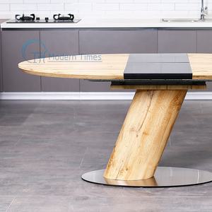 <span class=keywords><strong>Table</strong></span> de salle à manger rectangulaire multifonctionnelle moderne d'intérieur extensible Panneau de bois ovale Design contemporain pour hôtel - Product Image 5