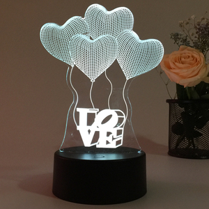 Lampada da Tavolo LED 3D a Forma di <span class=keywords><strong>Cuore</strong></span>, Luce Notturna Creativa per Bambini, Illusione Olografica, 7 Colori, USB, per Camera da Letto e Soggiorno - Product Image 3