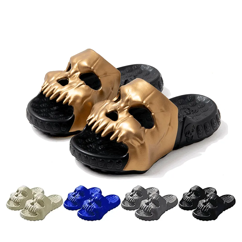 CUSTOM New Skull Design Slippers EVA Thick Bottom Beach Sandals Single Band Slip Quick Drying Skull Slippers