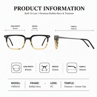 Monture de lunettes en corne de buffle naturelle personnalisée, lunettes optiques en titane faites à la main de luxe, anti-lumière bleue, lunettes carrées pour hommes