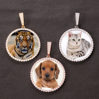 Meilleure vente unisexe à la mode XL 68mm forme géométrique Photo cadre photo pendentif plateaux rhodium laiton colliers Zircon corde chaîne