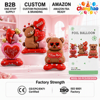 Ballon en Mylar Cœur Géant et Ours Debout de 63/65 Pouces pour la Saint-Valentin, Mariage, Demande en Mariage et Décoration de Fête - Vente en Gros