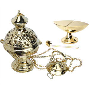 Ensemble de brûleur d'encens suspendu en laiton de qualité supérieure, de classe supérieure, avec cuillère, compatible avec l'encens indien pour l'aromathérapie spirituelle à domicile - Product Image 1