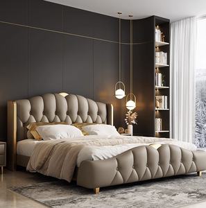 Venta caliente nueva cama suave de lujo <span class=keywords><strong>camas</strong></span> tapizadas Moderno Rey doble tamaño madera maciza marcos muebles de dormitorio conjunto al por mayor - Product Image 2