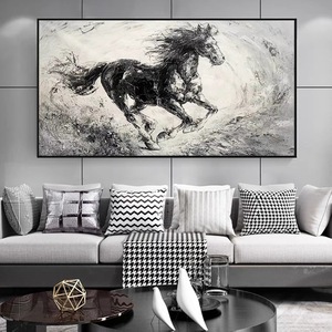 Grande Dipinto Moderno su Tela con 7 Cavalli Bianchi in Corsa, Decorazione Artistica Fatta a Mano per Soggiorno - Product Image 5