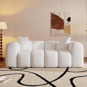 Ensemble de canapés sectionnels COSTFULL Cream French Minimalist Pumpkin, en tissu velours, design moderne, petit appartement, salon, villa, école - Product Image 1