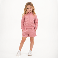 Ensemble de survêtement élégant en molleton à manches longues, coupe ample et oversize, avec veste zippée courte à double fermeture éclair et short boxer