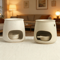 Brûleurs de cire aromatique en céramique mate en gros, durables, blancs et vert sauge, chauffe-bougies et brûleurs d'huile