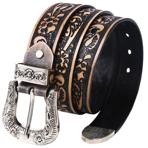 Ceinture décontractée en cuir de vachette pleine fleur avec boucle en alliage, motif floral gaufré petite <span class=keywords><strong>rose</strong></span>, personnalisable unisexe pour femmes et hommes, largeur 3,8 cm - Product Image 5