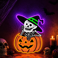 Série Halloween : Enseigne néon LED fantôme, citrouille, squelette – Lumière murale en acrylique personnalisable pour décoration murale intérieure de fête d'Halloween