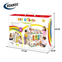 Maison de jeu en carton 3D, jouet éducatif créatif pour enfants, maison à dessiner et à gribouiller, bricolage