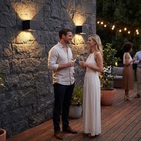 Lampe murale extérieure personnalisée OEM ODM IP65 étanche en aluminium et verre LED E27 220V, design moderne pour villa, hôtel, usage commercial, garantie 2 ans