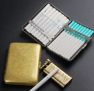 <span class=keywords><strong>Étui</strong></span> <span class=keywords><strong>à</strong></span> cigarettes double pistolet en laiton, 16 emplacements, argent antique, portable, créatif, rétro, en métal, anti-écrasement pour <span class=keywords><strong>homme</strong></span> - Product Image 6