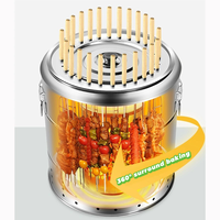 Barbecue au charbon de bois sans fumée haute température avec 28 brochettes, un barbecue professionnel en acier inoxydable pour le camping et l'extérieur