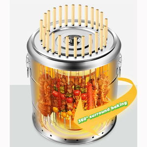 Barbecue au charbon de bois sans fumée haute température avec 28 brochettes, un barbecue professionnel en acier inoxydable pour le camping et l'extérieur - Product Image 1