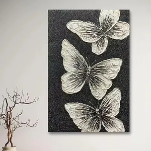 wholesale Hot selling morden black and white butterfly living room Canvas print African Art wall decor painting for hotel home