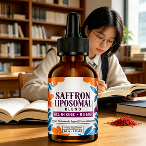 Extrait de Safran Liposomal en Gouttes Liquides Orales Marque Blanche Ashwagandha Curcuma <span class=keywords><strong>Vitamine</strong></span> <span class=keywords><strong>B12</strong></span> D3 <span class=keywords><strong>pour</strong></span> le Soutien de l'Humeur - Product Image 2