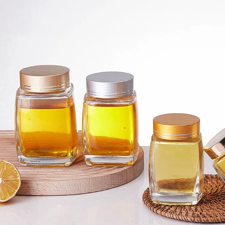 Alta qualità 50ml 100ml 180ml 280ml 360ml 500ml 750ml vetro bottiglia di miele contenitore per la conservazione degli alimenti per sottaceti