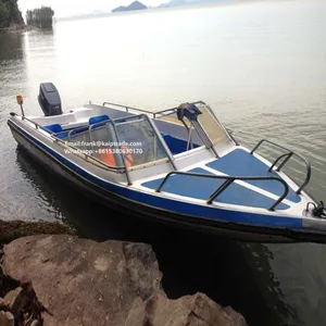 520cm Africa cheap fiberglass 17ft 8 passengers ride open simple fiber glass fishing boat with outboard petrol gasoline motor