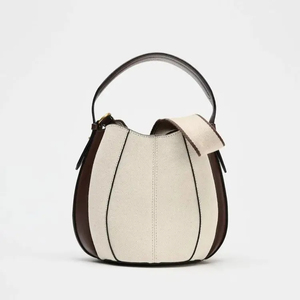Stitched <b>Patchwork</b> Drawstring Pu Women Bucket Tote <b>Bag</b> Fashion Daily Crossbody Shoulder Handbag - Product Image 6
