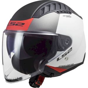 Casco Jet Ls2 Of600 Copter II Bianco Rosso in Policarbonato con Controllo del Flusso d'Aria per Moto - Product Image 1