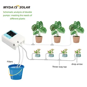 Mydayssolar Intelligent Design 2 Ways Charge Timer Feature Solar Automatic Watering System for Potted Plants Flower Vegetables