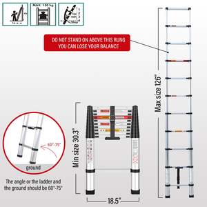 <span class=keywords><strong>Escalera</strong></span> Telescópica Extensible de Aluminio Portátil de 10.5 Pies, Diseño de Cierre Suave, <span class=keywords><strong>Escalera</strong></span> Doméstica Multiusos Extensible para Uso Diario - Product Image 2
