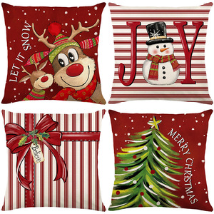 MU 2025 Joyeux Noël Housse de Coussin Lin Imprimé Salon Décoratif Sublimation Taie d'Oreiller Avec Fermeture Éclair - Product Image 1