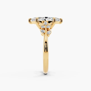 18K Solid Yellow Gold Marquise Cut Lab Grown Diamond Ring Unique Leaf Design Vintage Engagement Ring For Women - Product Image 4