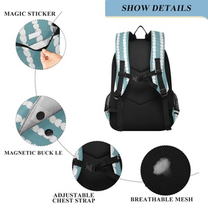 Sac d'école pour enfants en nylon durable de 17 L avec imprimé couronne bleue Hawaï, design personnalisé, imperméable, sac à dos scolaire pour filles avec poches en filet - Product Image 3