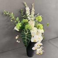 Bouquet de fleurs artificielles haut de gamme fait main, nouveau design moderne, blanc et vert, toucher réel, arrangement pour la maison et les mariages
