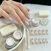 1 pot de poudre à ongles effet miroir argenté, pigment métallique ultra fin pour nail art en gel, manucure, vente en gros