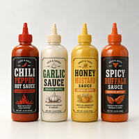 Contenant de condiment 16/12 oz, Bouteille de sauce piquante de 5 oz de qualité alimentaire, Bouteille de shiracha, Bouteille de beurre de cacahuète, Bouteille d'huile d'olive de 500 ml avec bouchon twist